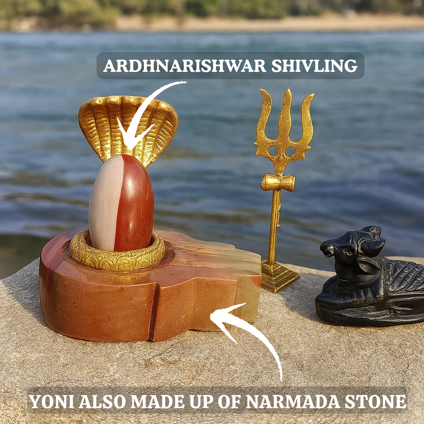 (2 Inch) Original Narmadeshwar Ardhanarishvara Shivling